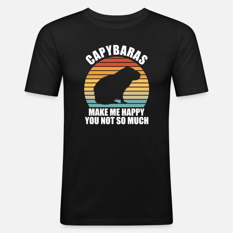 Capybara Zootier Design - Männer Slim Fit T-Shirt - Schwarz
