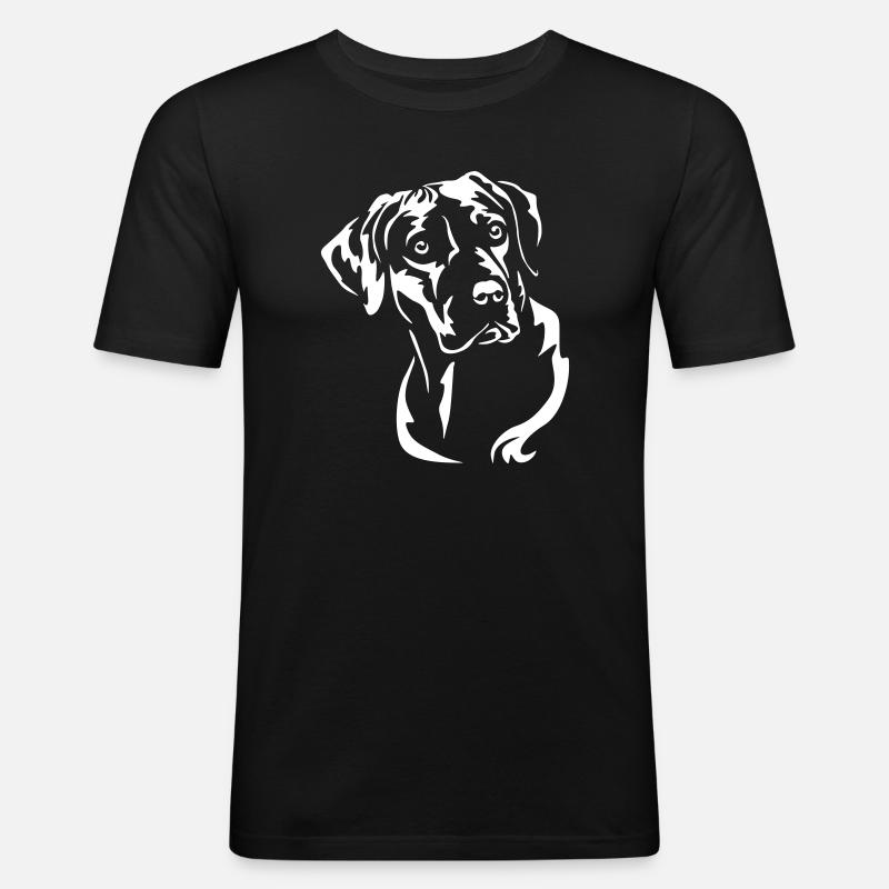 Rhodesian Ridgeback Kopf "Black Edition" - Männer Slim Fit T-Shirt - Schwarz