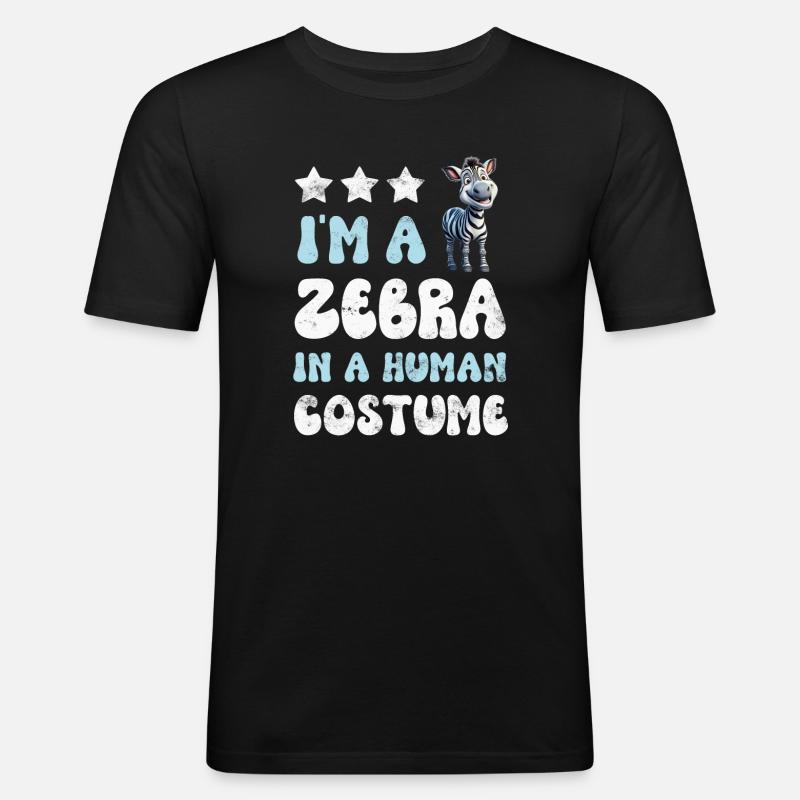 Zebra - Männer Slim Fit T-Shirt - Schwarz