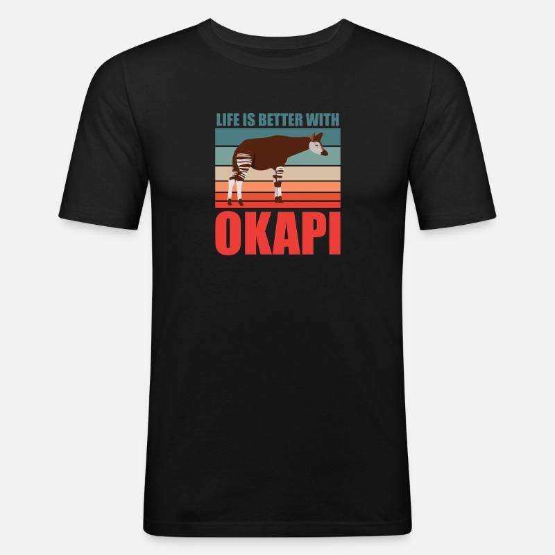 Okapi im Einklang mit der Natur - Männer Slim Fit T-Shirt - Schwarz
