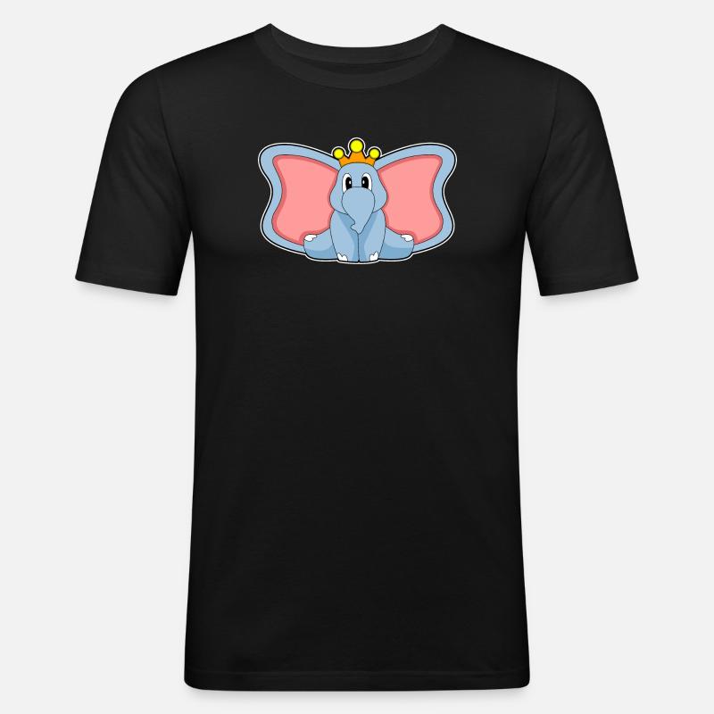 Elefant Krone - Männer Slim Fit T-Shirt - Schwarz