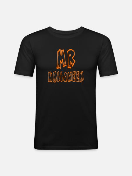 Mr. Halloween - Männer Slim Fit T-Shirt - Schwarz