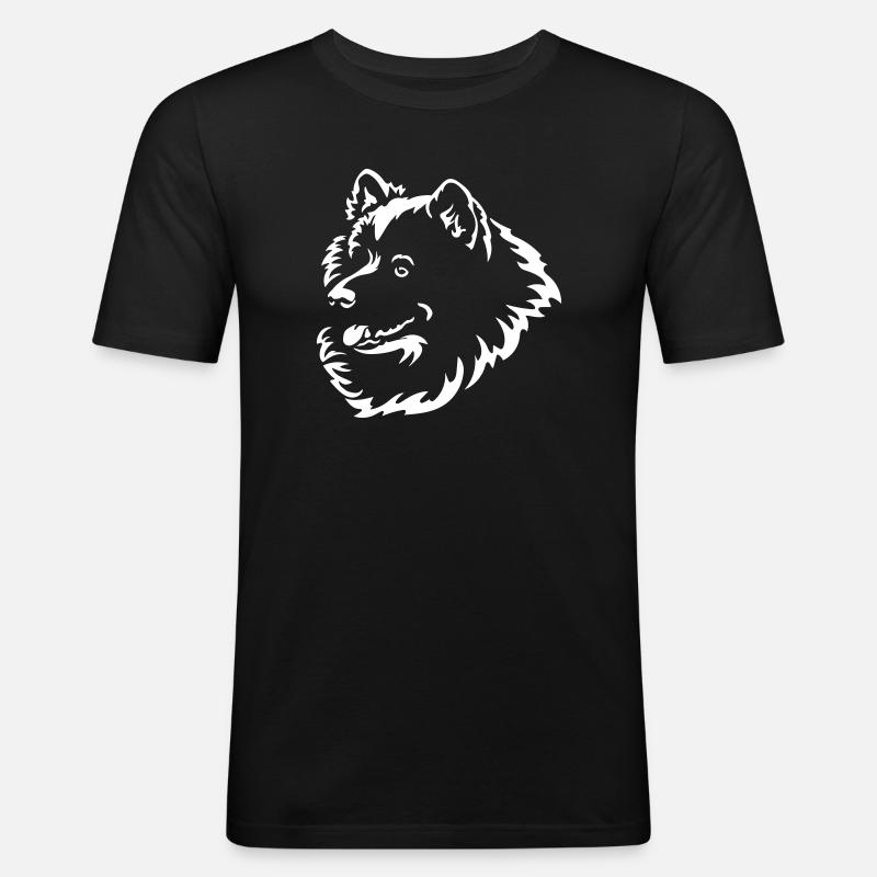Samojede Kopf "Black Edition" - Männer Slim Fit T-Shirt - Schwarz