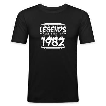 1982 - Jahrgang 1982 - Baujahr 1982 - Männer Slim Fit T-Shirt - Schwarz - Vorne - Nik (191cm)