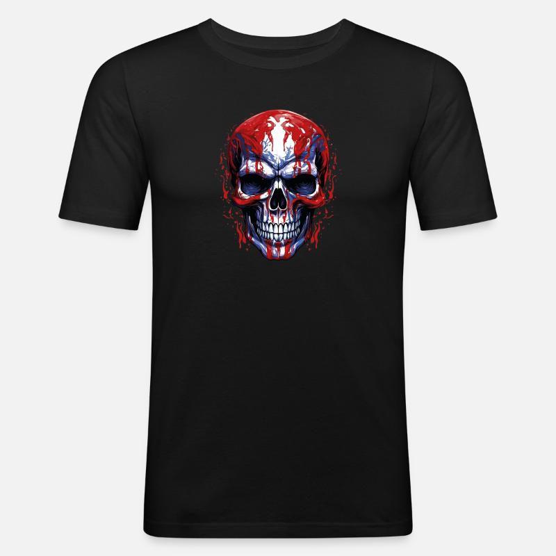 Flaggen Skull Grafik - Männer Slim Fit T-Shirt - Schwarz