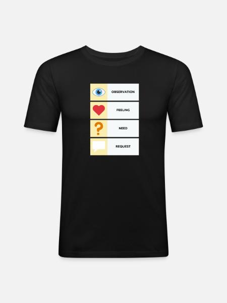 Gewaltfreie Kommunikation (Englisch) - Männer Slim Fit T-Shirt - Schwarz