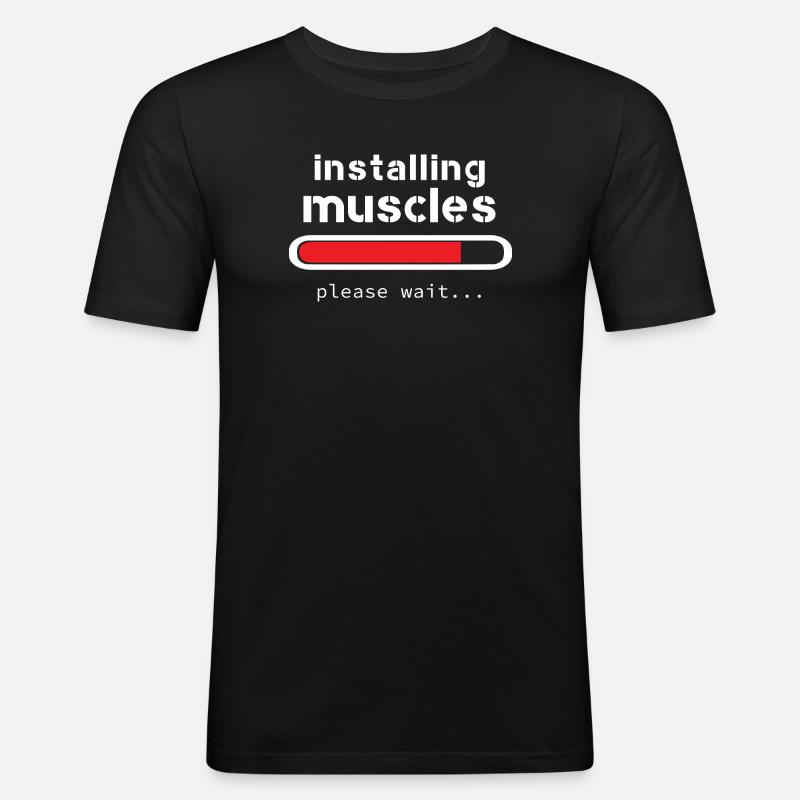 installing muscles - Men's Slim Fit T-Shirt - black