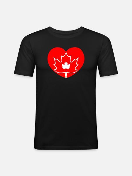 Heart of Canada maple leaf - Men's Slim Fit T-Shirt - black
