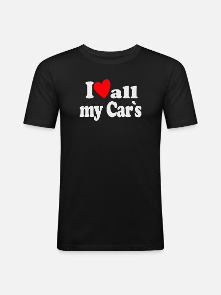 J’aime toutes mes voitures - T-shirt près du corps Homme - noir