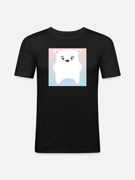 Cute Polar Bear WINTER ANIMALS - Men's Slim Fit T-Shirt - black