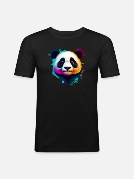 Panda - Men's Slim Fit T-Shirt - black