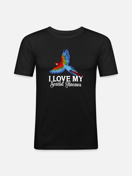 J'adore mes aras écarlates - T-shirt près du corps Homme - noir