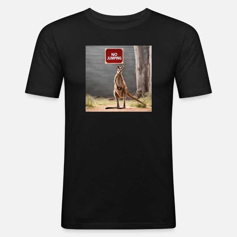 NoJumping - Kangaroo MEME - Männer Slim Fit T-Shirt - Schwarz