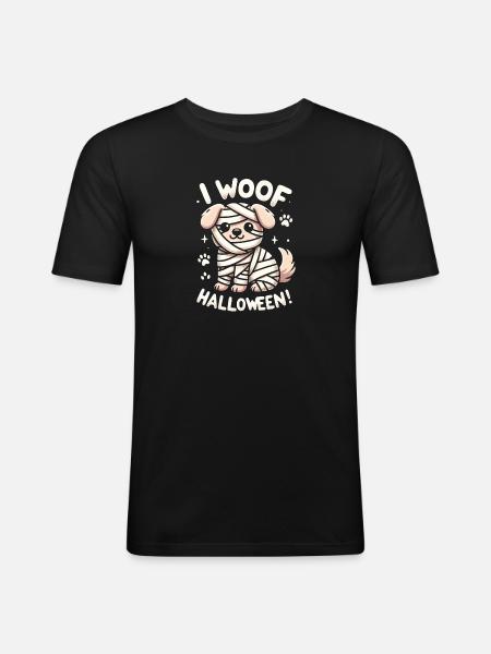 Halloween Mummies Dog - Men's Slim Fit T-Shirt - black