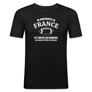 rugby, rugby humour, rugby sport - T-shirt près du corps Homme - noir - Devant - Nik (191cm)