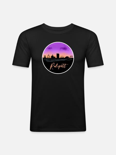 Ruhrpott Fineline Skyline - Männer Slim Fit T-Shirt - Schwarz