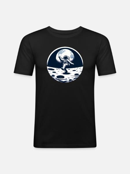 Dancing astronaut on the moon - Men's Slim Fit T-Shirt - black