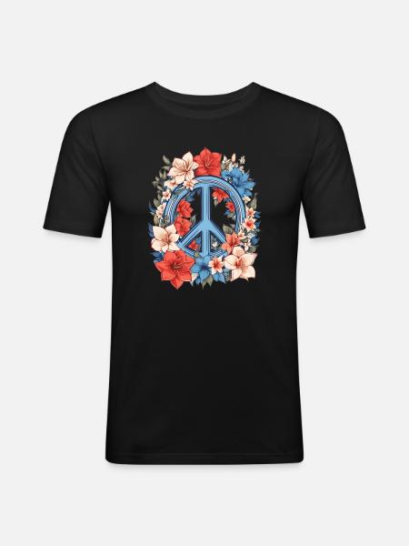 Friedenszeichen - Männer Slim Fit T-Shirt - Schwarz