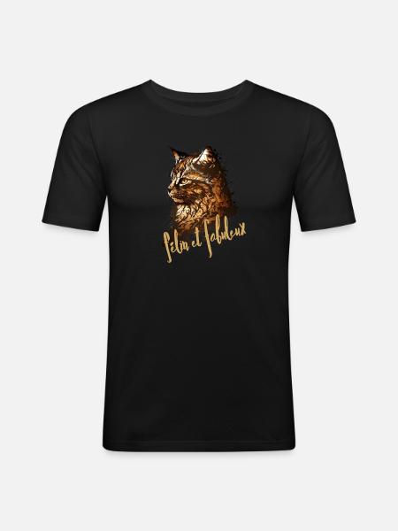 Félin Fabuleux Splatter - T-shirt près du corps Homme - noir