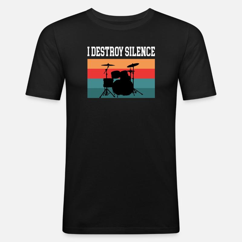 Drummer Drummer I destroy silence - Men's Slim Fit T-Shirt - black