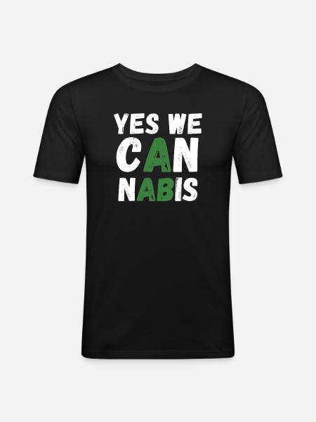 Yes We Cannabis! - Männer Slim Fit T-Shirt - Schwarz