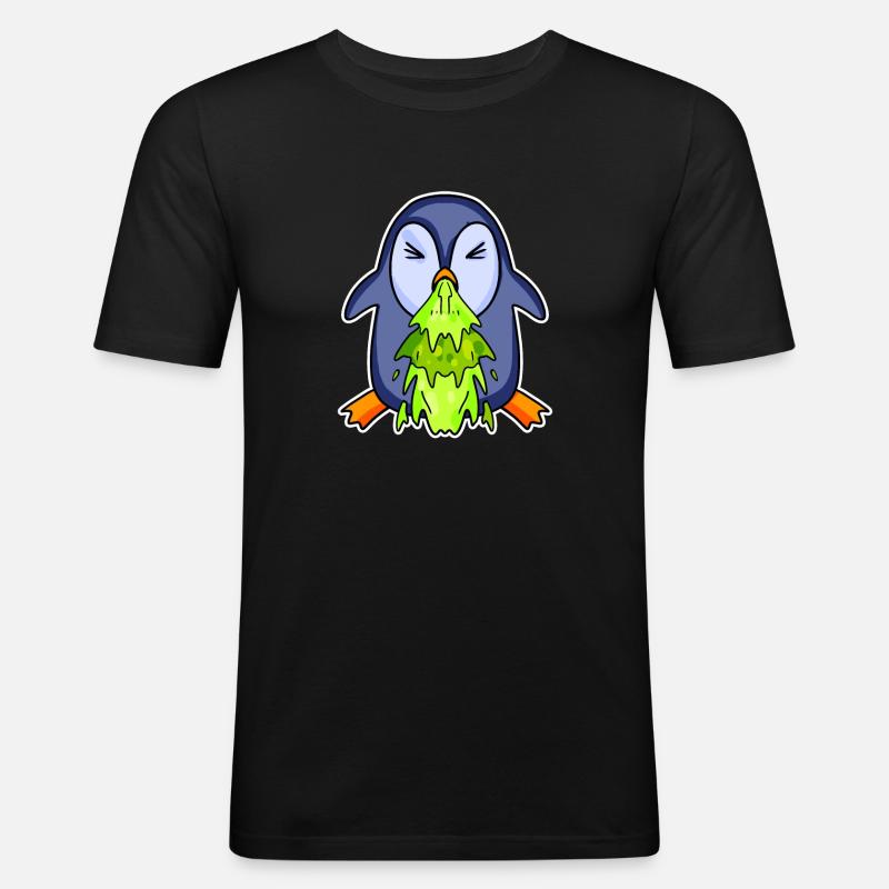 Penguin puking puke - Men's Slim Fit T-Shirt - black