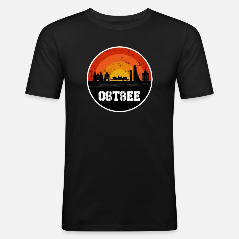 Ostsee Original Skyline - Männer Slim Fit T-Shirt - Schwarz