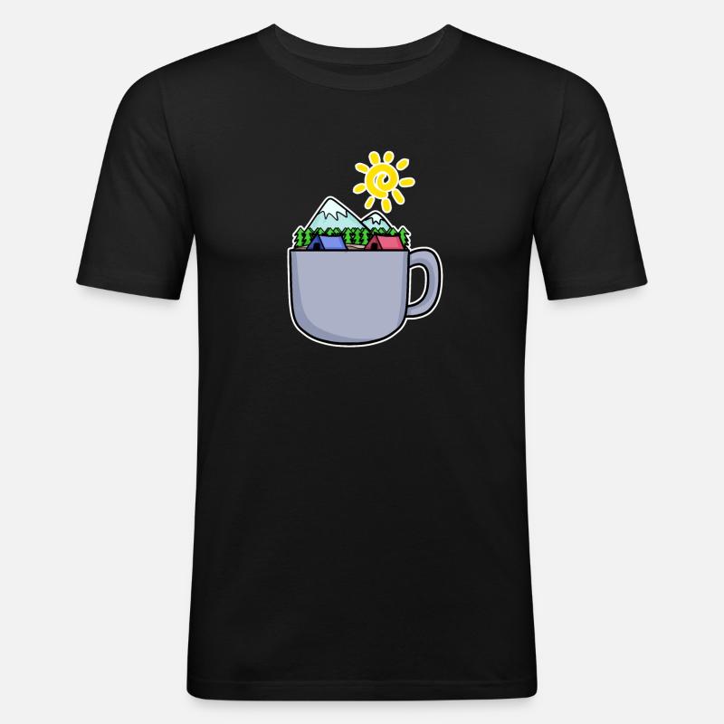 Café Mountain Mountains Summit - T-shirt près du corps Homme - noir