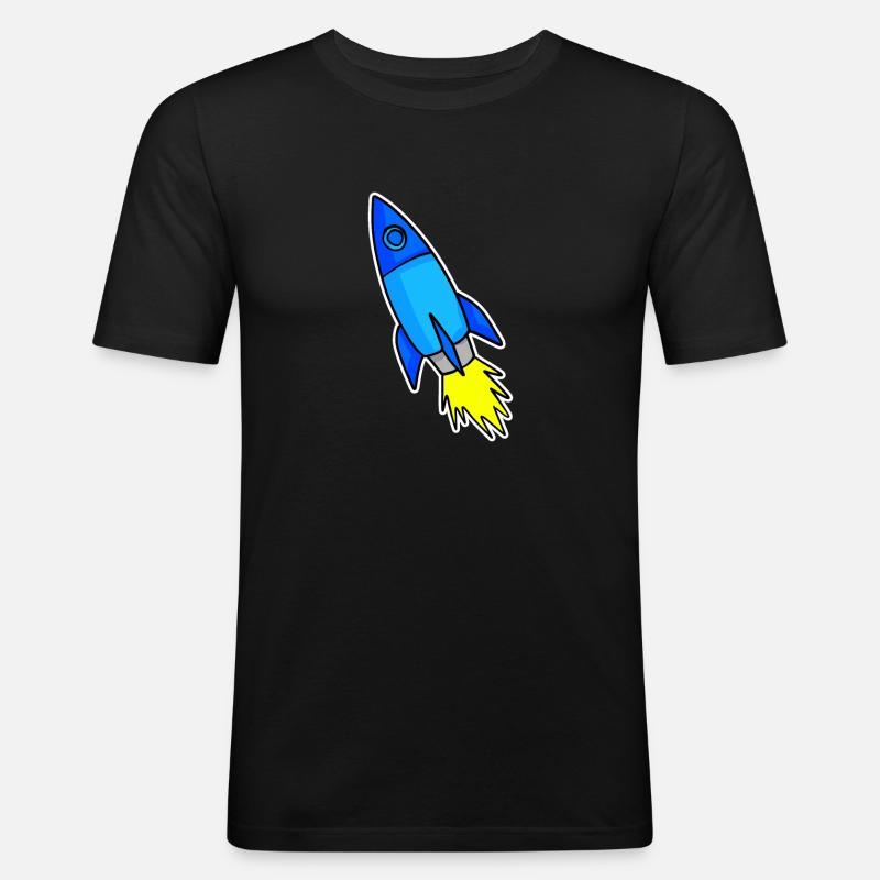 Blaue Rakete - Männer Slim Fit T-Shirt - Schwarz