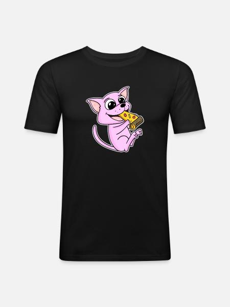Sphynx Cat Pizza - Men's Slim Fit T-Shirt - black