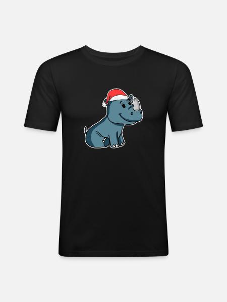 Rhinoceros Christmas - Men's Slim Fit T-Shirt - black