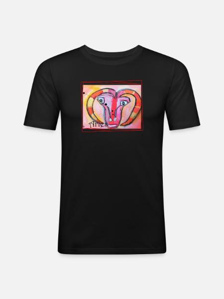 Aries Rainbow Celestial Art - Men's Slim Fit T-Shirt - black