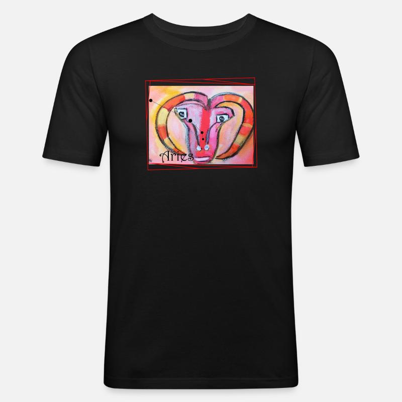 Widder Regenbogen Himmlische Kunst - Männer Slim Fit T-Shirt - Schwarz