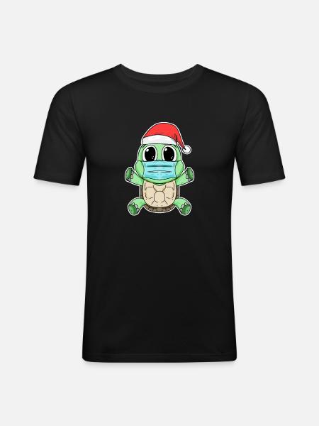 Turtle Christmas Funny - Men's Slim Fit T-Shirt - black