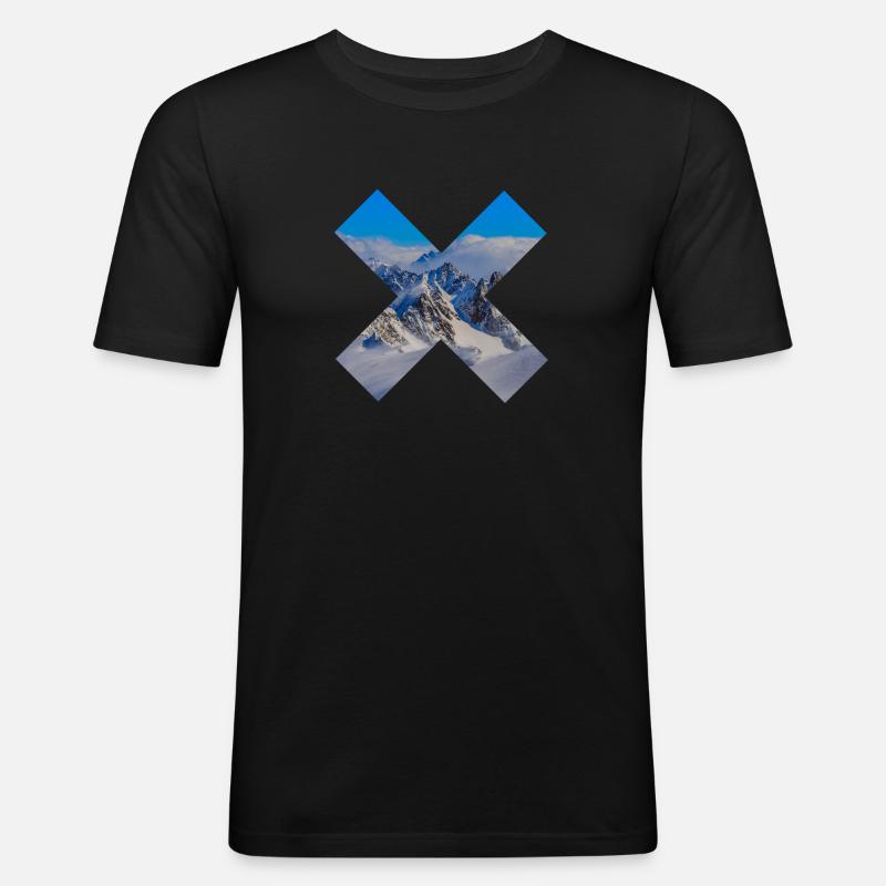 Abstrakte schneebedeckte Berge - Männer Slim Fit T-Shirt - Schwarz
