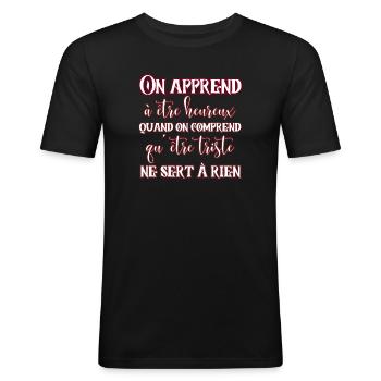 Bonheur par la compréhension des émotions - T-shirt près du corps Homme - noir - Devant - Nik (191cm)