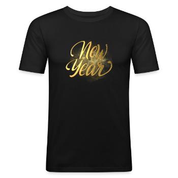 New Year - Männer Slim Fit T-Shirt - Schwarz - Vorne - Nik (191cm)