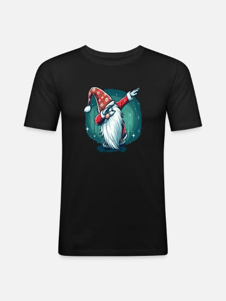 Dabbing Christmas Gnome - Men's Slim Fit T-Shirt - black