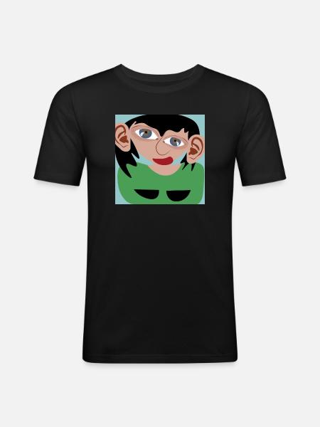 Dark-haired woman - Men's Slim Fit T-Shirt - black