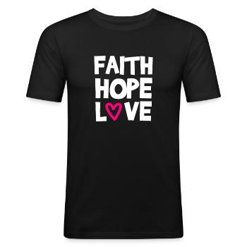 Foi Espérance Amour - T-shirt près du corps Homme - noir - Devant - Nik (191cm)