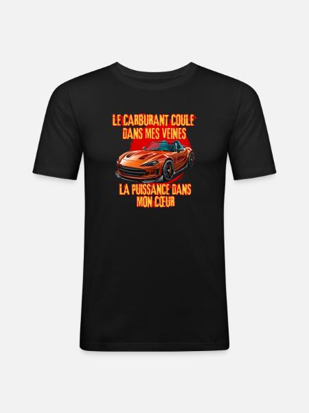 Puissance et Carburant Voiture Rouge - T-shirt près du corps Homme - noir