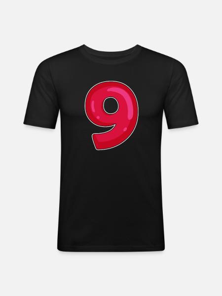 NINE - 9 - Digit red - Men's Slim Fit T-Shirt - black
