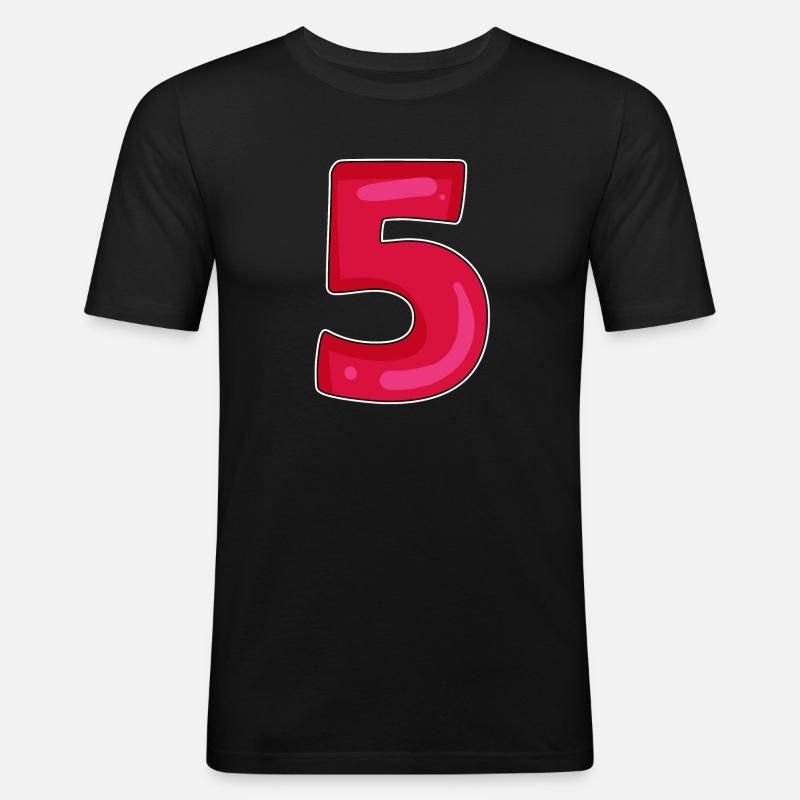 5 - Männer Slim Fit T-Shirt - Schwarz