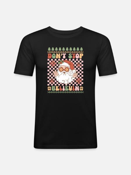 Pull de Noël moche - T-shirt près du corps Homme - noir