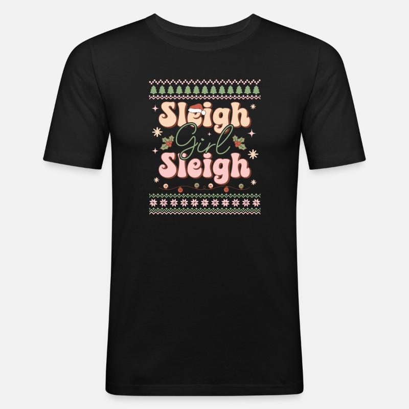 Hässlicher Weihnachtspullover - Männer Slim Fit T-Shirt - Schwarz