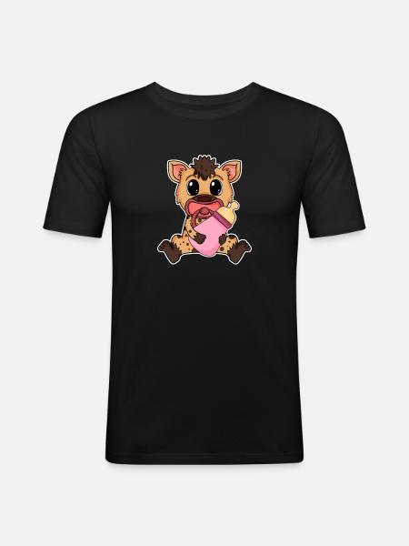 Motif de bébé hyène - T-shirt près du corps Homme - noir