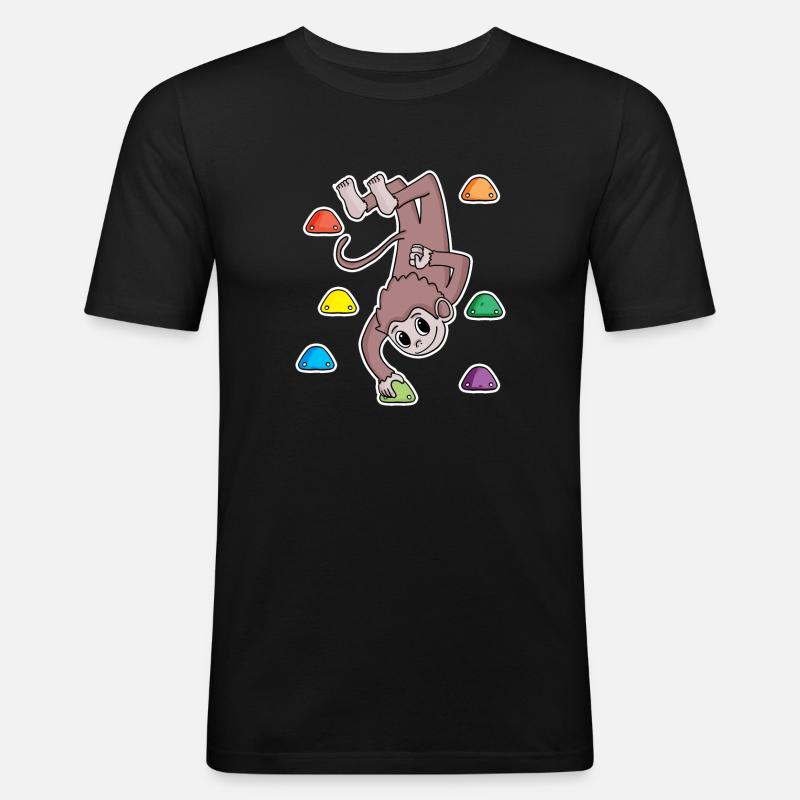 Affe Felsklettern Klettern - Männer Slim Fit T-Shirt - Schwarz
