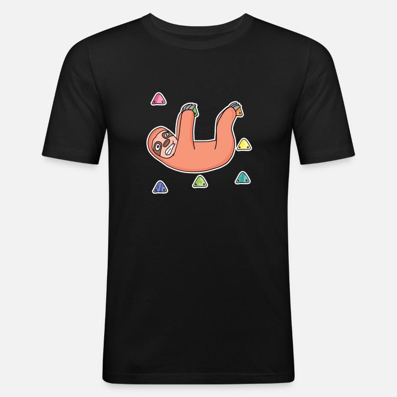 Faultier Felsklettern Klettern - Männer Slim Fit T-Shirt - Schwarz