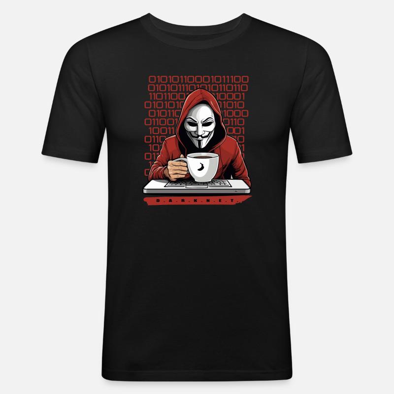 Anonymous Hacker - Männer Slim Fit T-Shirt - Schwarz