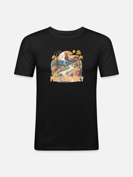 Hiking, Mountains - Men's Slim Fit T-Shirt - black